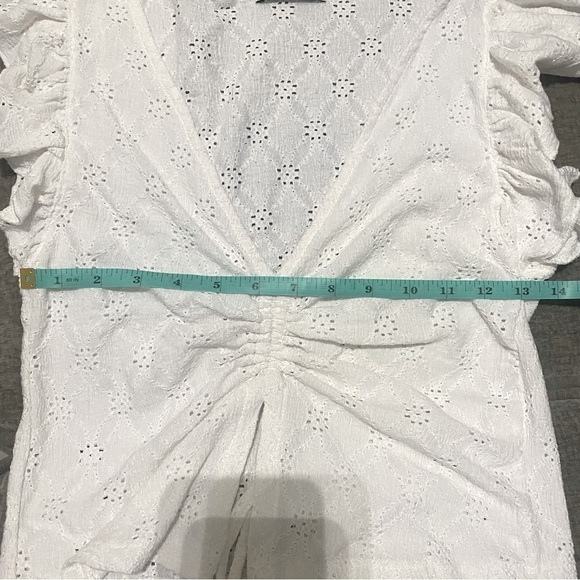 ZARA Embroidered Women’s Eyelet Crop Top in White Size Large - Picture 11 of 11